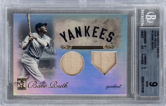 2009 Topps Tribute "Dual Relics" #1 Babe Ruth Chase Card - BGS MINT 9